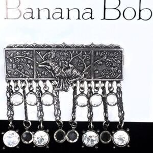 ART DECO DANGLE CRYSTAL EMBOSSED BAR PIN NWT